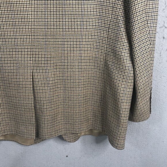 Eddie Bauer Blazer Men’s 46 Tall Brown Burgundy Houndstooth Silk Wool Jacket - Picture 11 of 16
